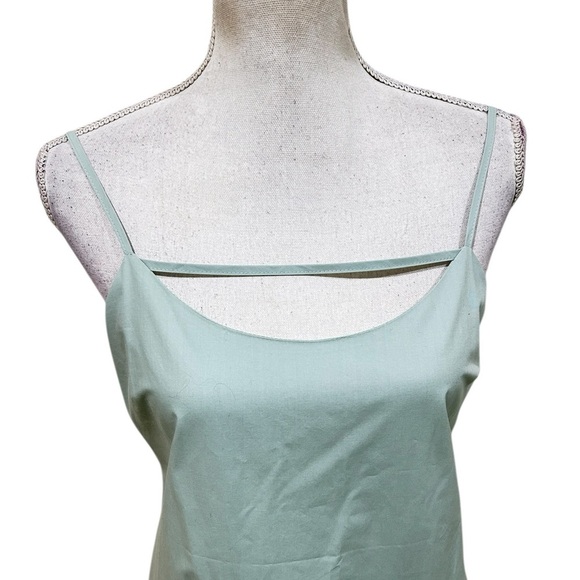 INTERMIX Isla sleeveless pale Green poplin Tiered Maxi drop waist Sundress small - Picture 5 of 12